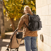 Vegan Leather Nappy Backpack - Black Dimple