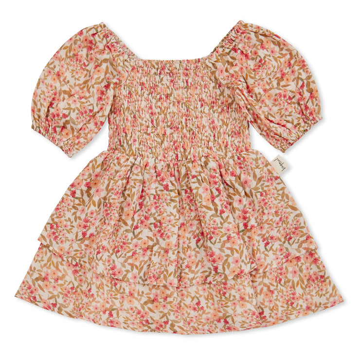 Spring Blossom Shirred Dress