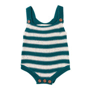 Knitted Stripe Romper - Peacock Speckle