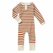 Organic L/Sleeve Growsuit - Biscuit striped