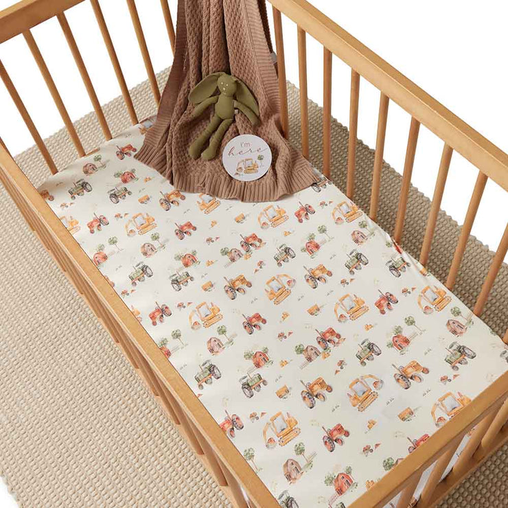 Fitted Cot Sheet - Diggers