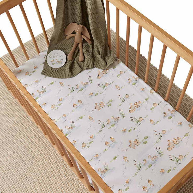 Fitted Cot Sheet - Duck Pond