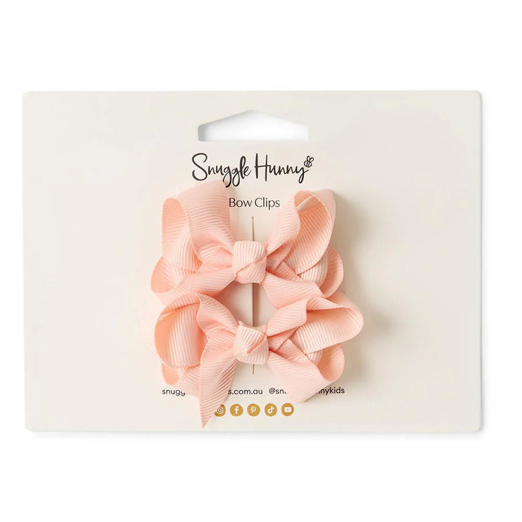 Small Piggy Tail Clip Pair - Peach