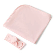 Baby Pink Jersey Wrap & Topknot Set