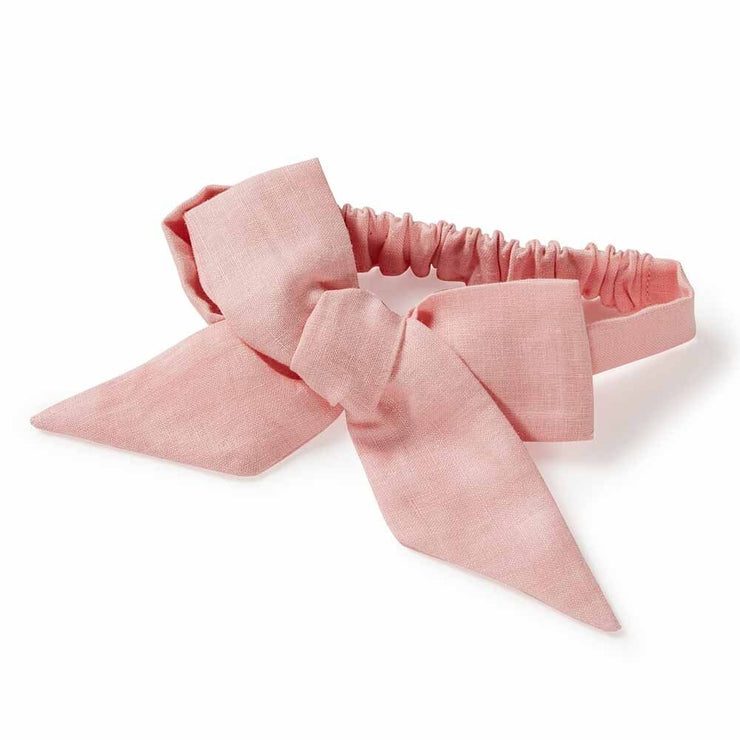 Baby Pink Linen Bow Headband Wrap