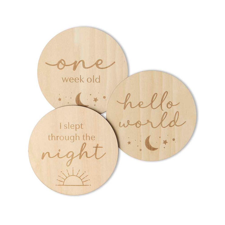 Sun & Moon Wooden Milestone Cards