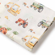 Diggers and Tractors Organic Muslin Wrap