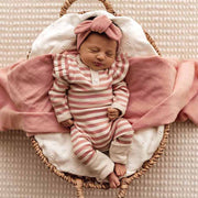 Organic L/Sleeve Growsuit - Rose stripe