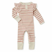 Organic L/Sleeve Growsuit - Rose stripe