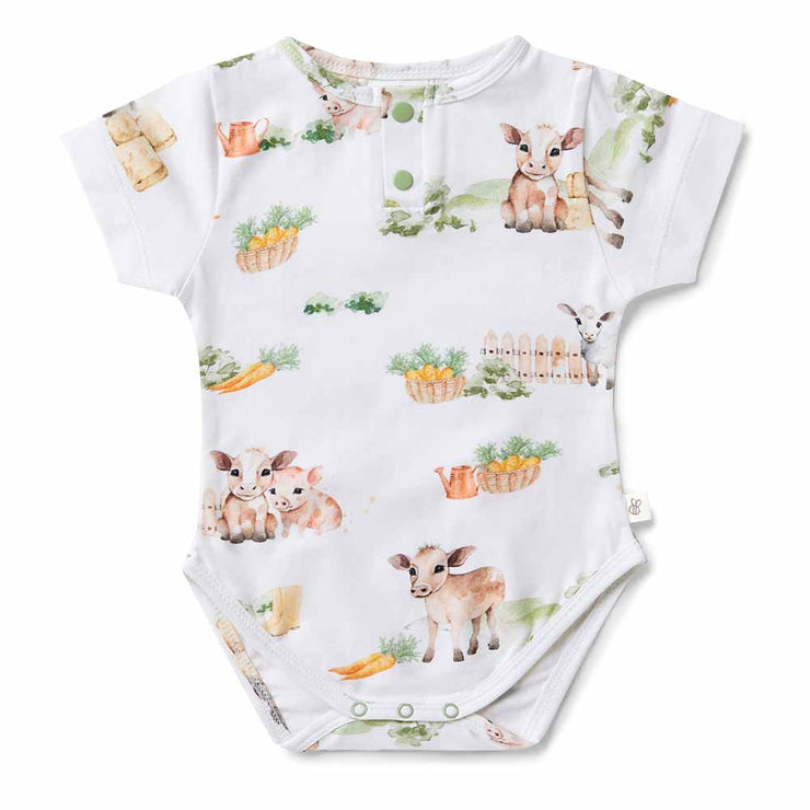 Organic S/Sleeve Bodysuit - Farm