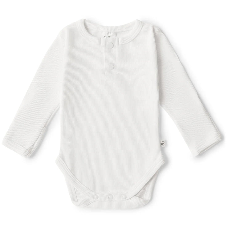Organic Ribbed L/Sleeve Bodysuit - Milk