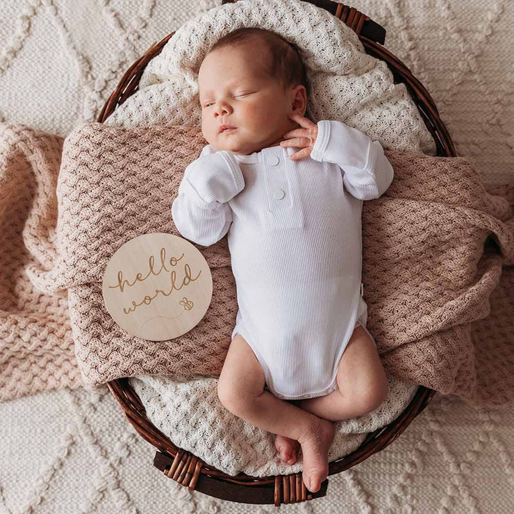 Organic Ribbed L/Sleeve Bodysuit - Milk