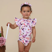 Organic Frill S/Sleeve Bodysuit - Blushing Beauty