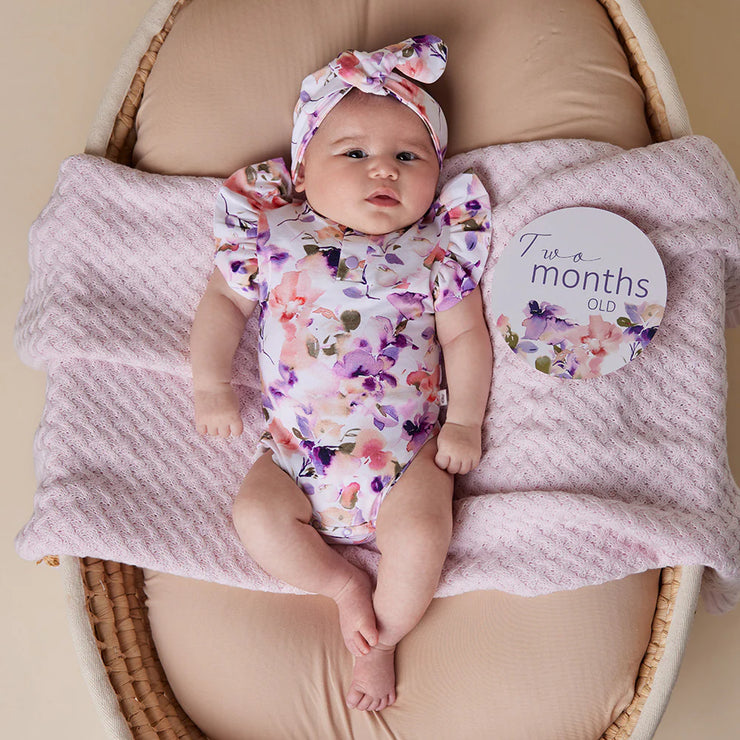 Organic Frill S/Sleeve Bodysuit - Blushing Beauty