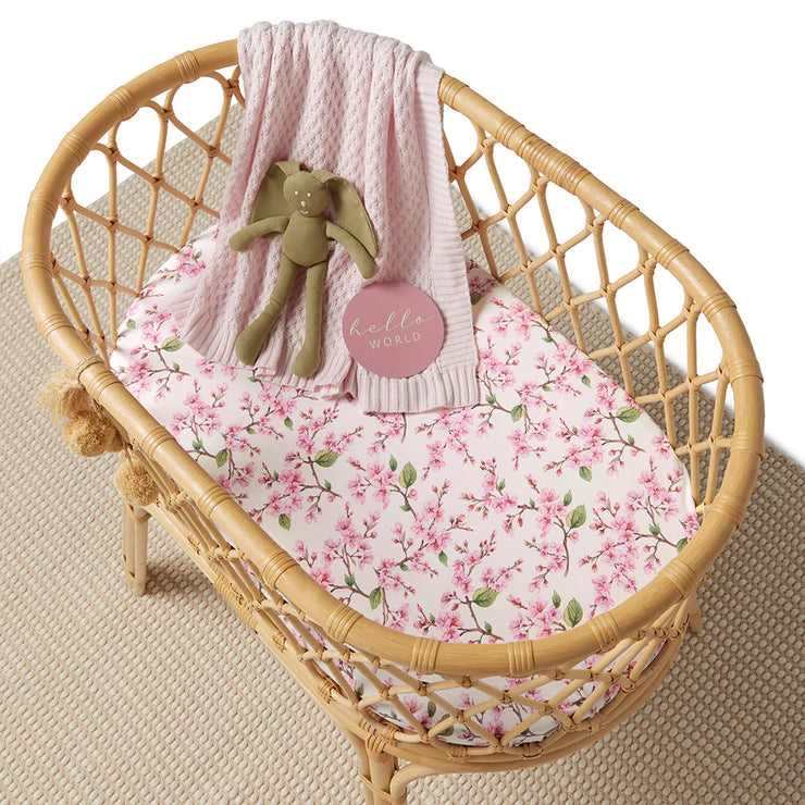 Bassinet Sheet/ Change Pad Cover - Cherry Blossom