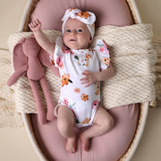 Organic Frill S/Sleeve Bodysuit - Poppy