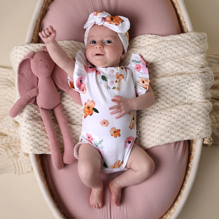 Organic Frill S/Sleeve Bodysuit - Poppy