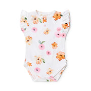 Organic Frill S/Sleeve Bodysuit - Poppy