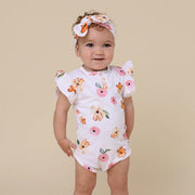 Organic Frill S/Sleeve Bodysuit - Poppy