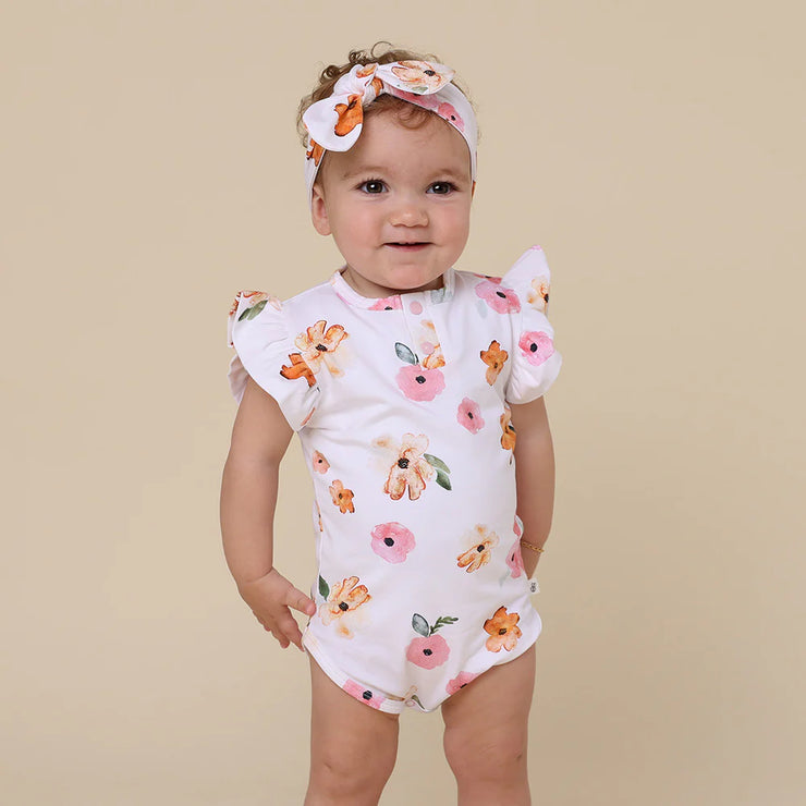 Organic Frill S/Sleeve Bodysuit - Poppy