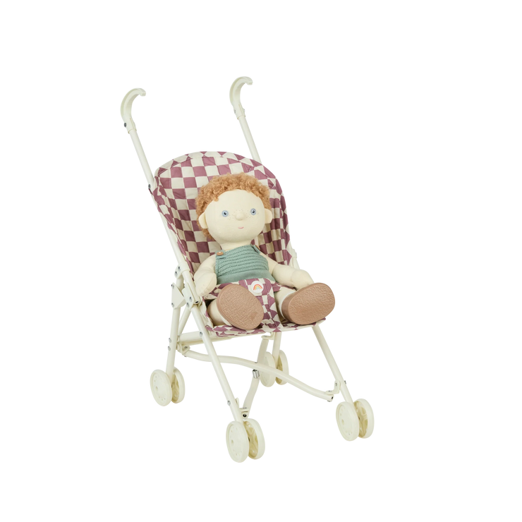 Dinkum Doll Sollie Stroller - Plum Check