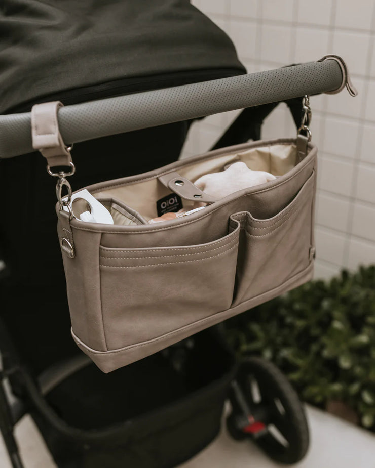 Faux Leather Stroller Organiser - Taupe