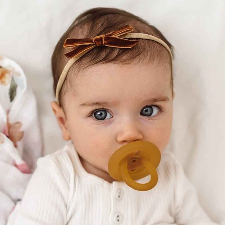 Toffee Velvet Baby Bow