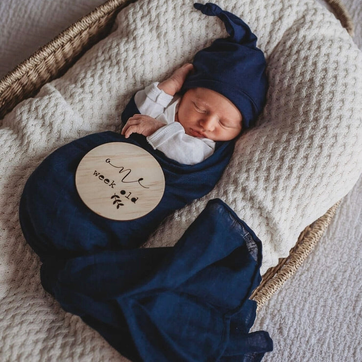 Navy Organic Muslin Wrap