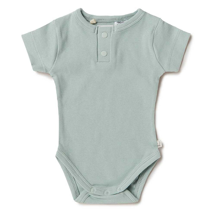 Organic S/Sleeve Ribbed Bodysuit - Sage