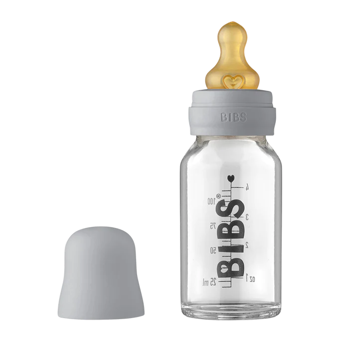 Glass Baby Bottle - 110ml Natural Rubber Latex - Cloud
