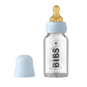 Glass Baby Bottle - 110ml Natural Rubber Latex - Baby Blue