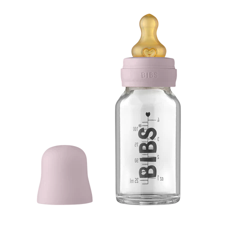 Glass Baby Bottle - 110ml Natural Rubber Latex - Lilac