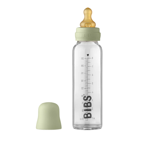 Glass Baby Bottle - 225ml Natural Rubber Latex - Sage