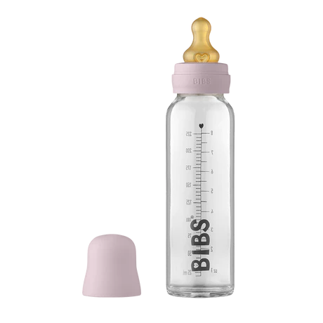Glass Baby Bottle - 225ml Natural Rubber Latex - Lilac