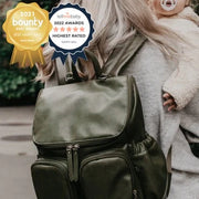 Faux Leather Nappy Backpack - Olive
