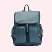 Faux Leather Nappy Backpack - Stone Blue