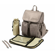 Faux Leather Nappy Backpack - Taupe