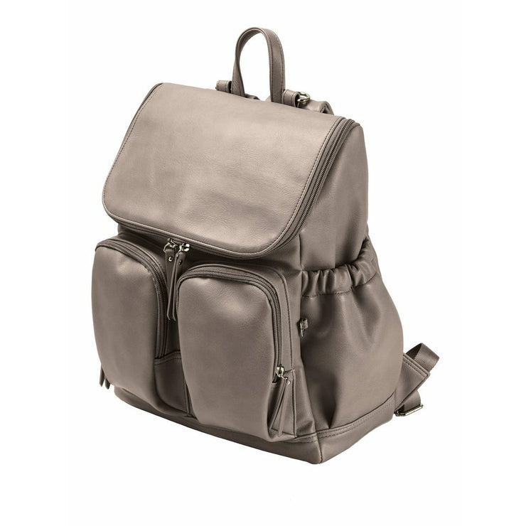 Faux Leather Nappy Backpack - Taupe