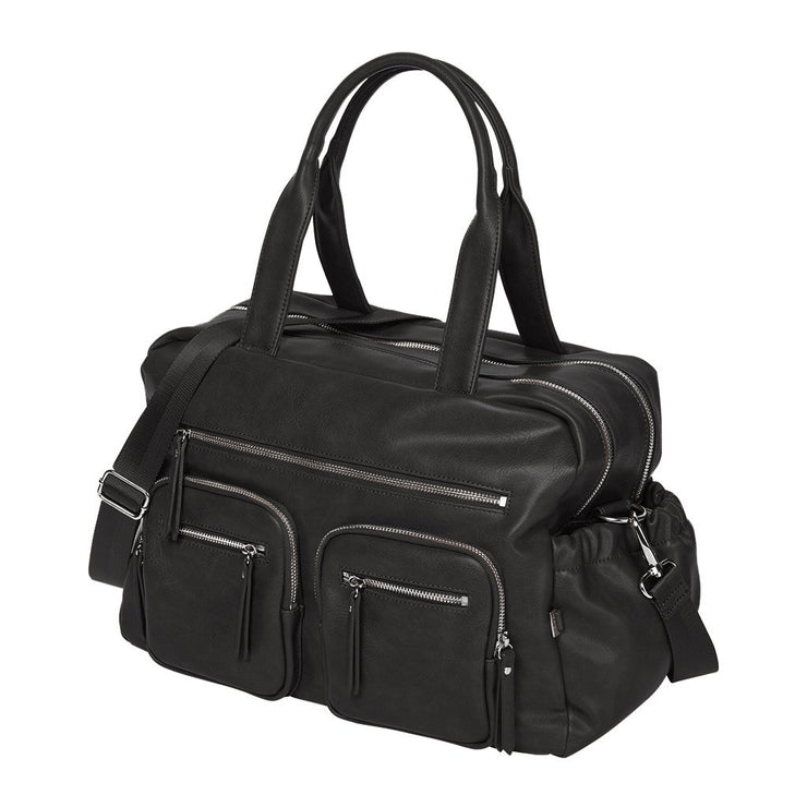 Carry All Nappy Bag - Black Faux Leather