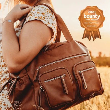 Carry All Nappy Bag - Tan Faux Leather