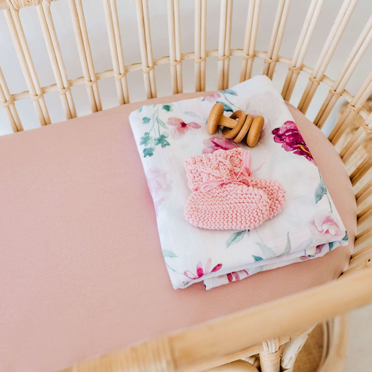 Bassinet Sheet/ Change Pad Cover - Lullaby Pink